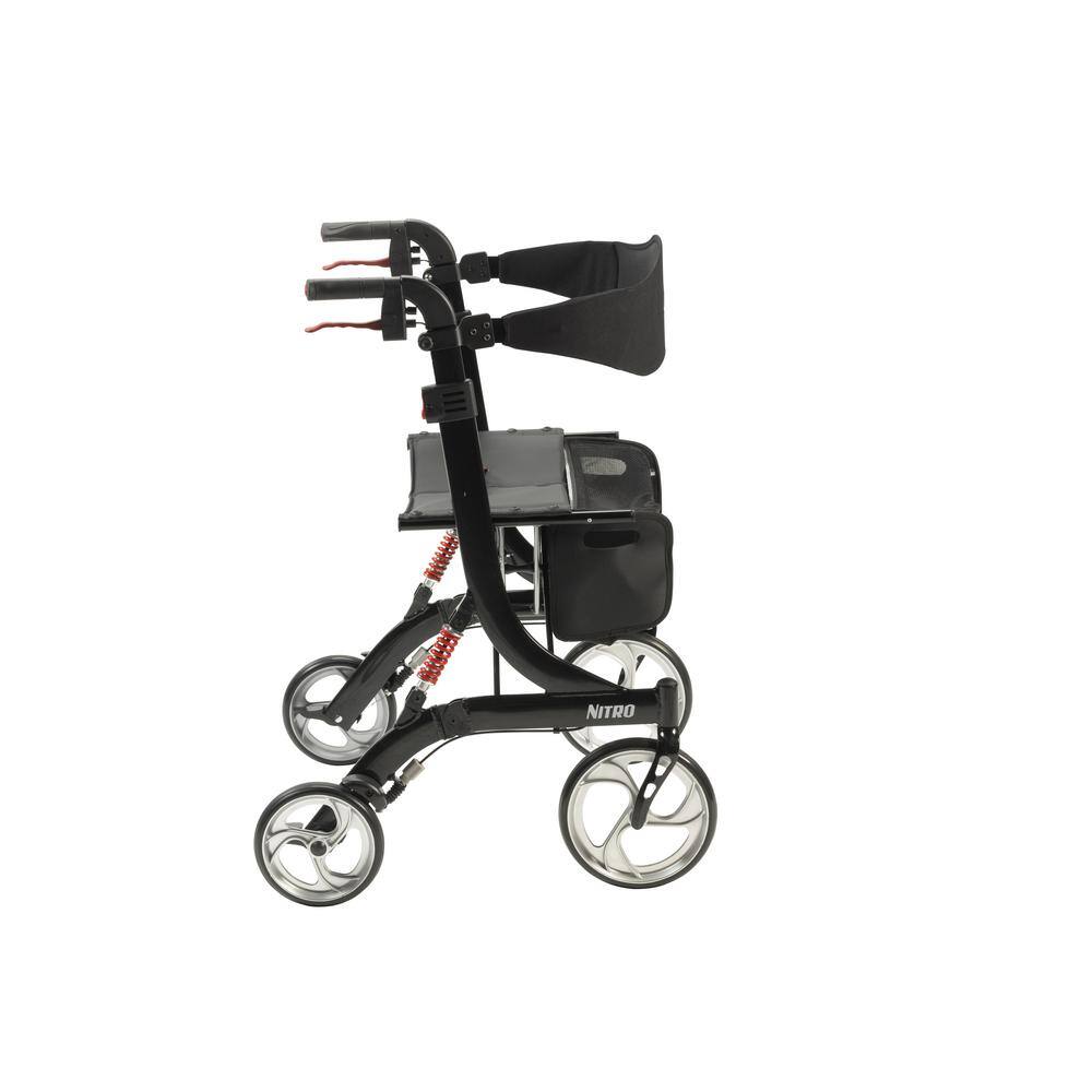 Drive Nitro Euro Style 4-Wheel Heavy Duty Rollator Rolling Walker in Black 10266HD-BK