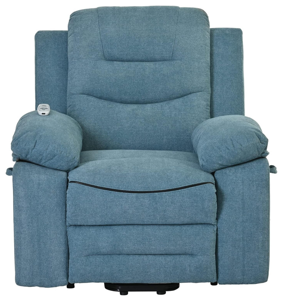 Power Lift Recliner Chair  Overstuffed Massager Seat With Remote Control  Blue   Modern   Recliner Chairs   by Decor Love  Houzz