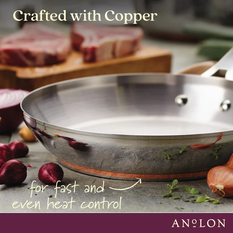 Anolon 75818 Nouvelle Stainless Steel Cookware Pots and Pans Set， 10 Piece