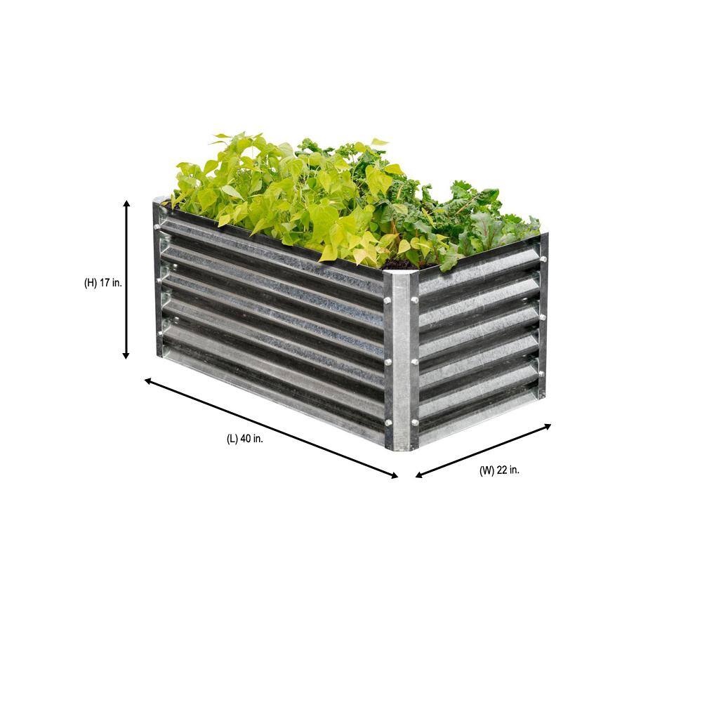 EarthMark Alto Series 22 in. x 40 in. x 17 in. Rectangle Galvanized Metal Raised Garden Bed MGB-H042
