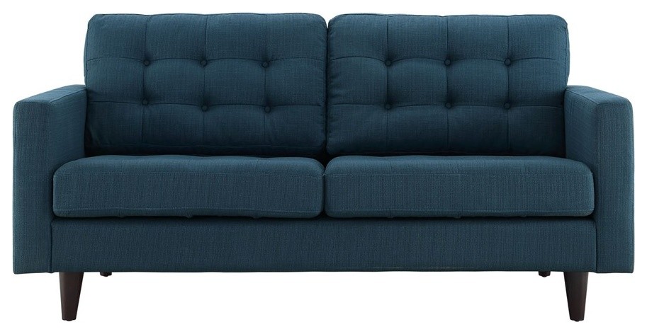 Modern Contemporary Loveseat  Navy Fabric   Midcentury   Loveseats   by House Bound  Houzz