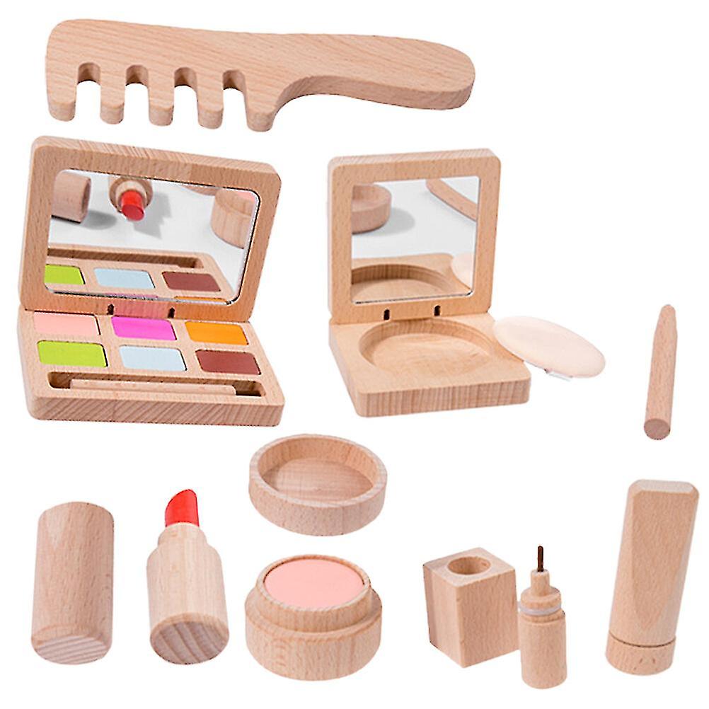 1 Set Wooden Beauty Salon Toys For Girls Makeup Playset Toys Kids Makeup Pretend Playset