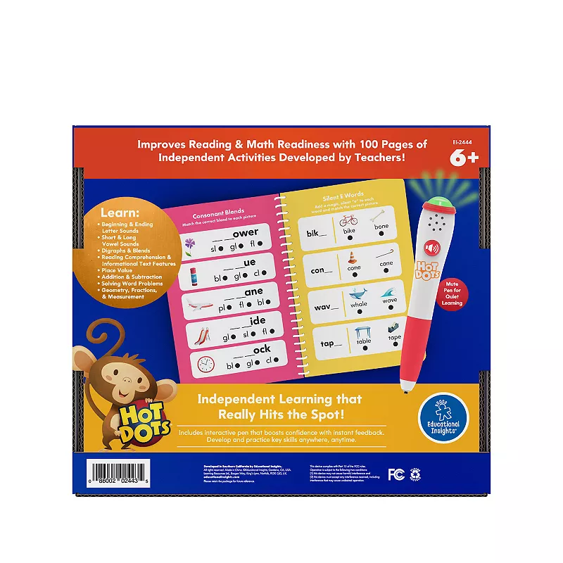 Educational Insights Hot Dots First Grade Essentials Reading and Math Workbook