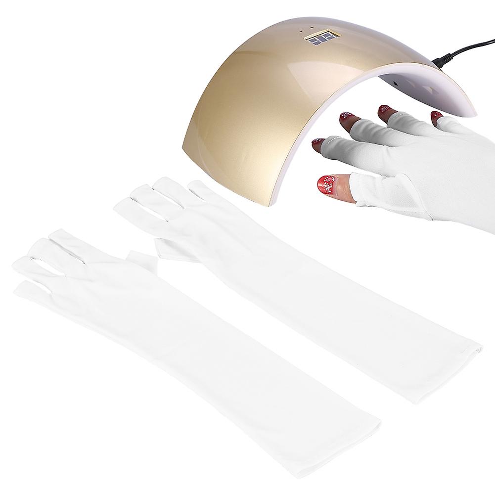 1 Pair White Useful Anti Uv Mitt Long Gloves For Uv Light/lamp Radiation Protection Manicure