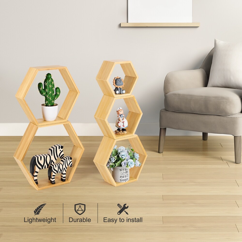 Wall Mounted Hexagon Floating Shelves