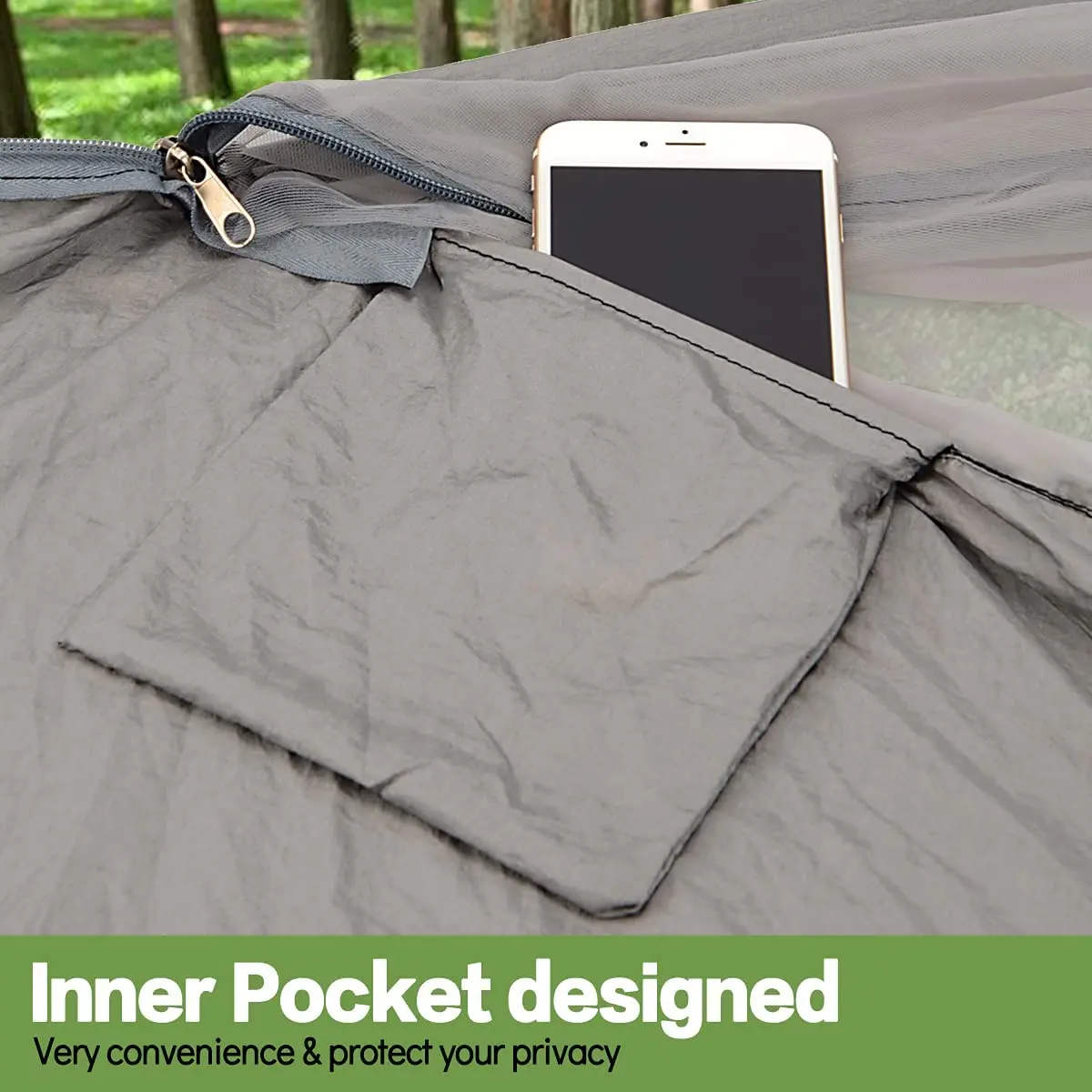 Woqi Camping Hammock for Trees Portable Hammock with Net Parachute Fabric for Hiking Camping