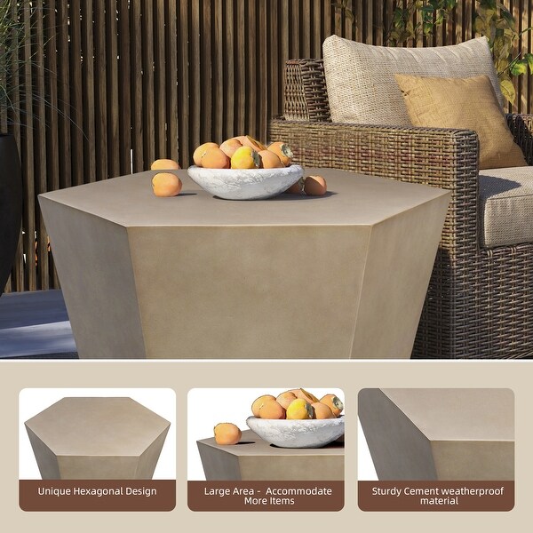 UPHA 28inch Outdoor Patio Hexagon Magnesium Oxide Furniture Coffee Table