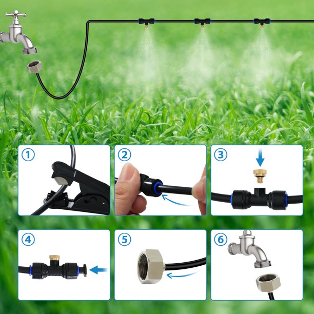 FULLWATT Outdoor Misting System Misting Cooling System for Patio 82 FORT Misting Line with 3/4