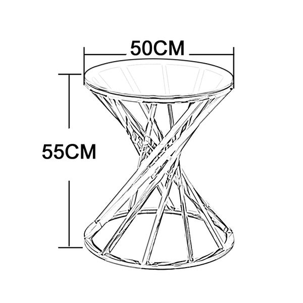 Round Glass Top Side Table for Living Room