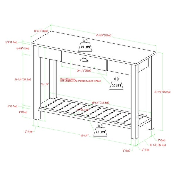 Middlebrook Designs 48-inch Rustic Farmhouse Entry Table