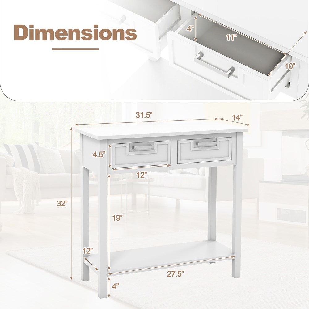 Gymax Narrow Console Table with Drawers Retro Accent Sofa Table w/   See Details