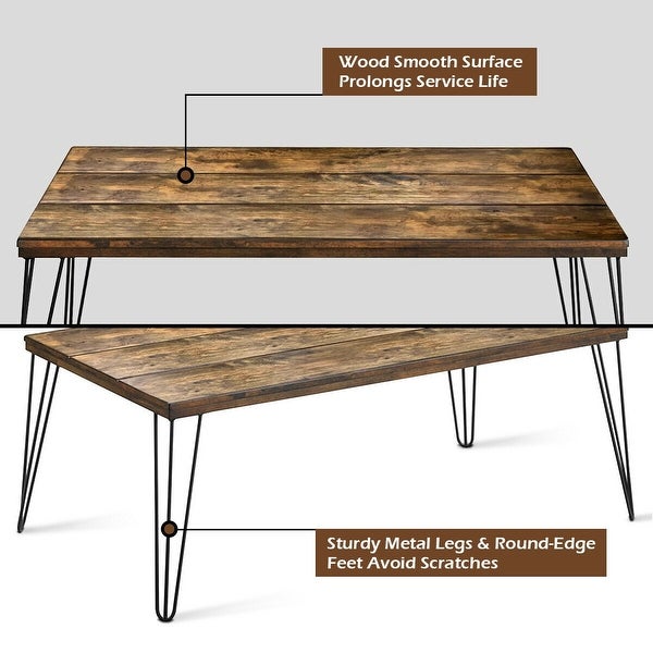 GZMR Rustic Industrial Solid Wood Rectangular Cocktail Coffee Table