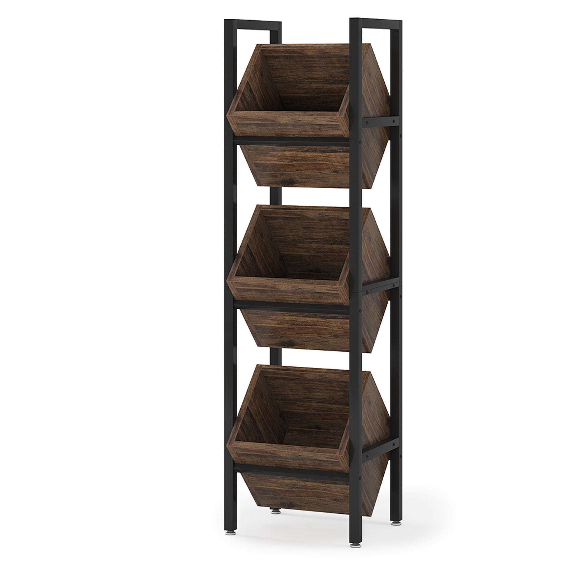 Industrial Wine Rack, 3 Tier Freestanding Wine Storage Stand