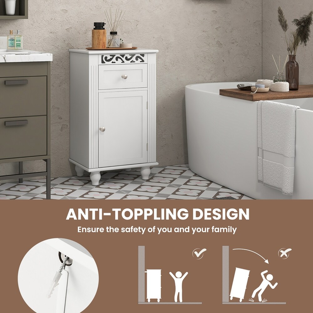 Costway Bathroom Floor Cabinet Side Storage Organizer with 1 Drawer     See Details