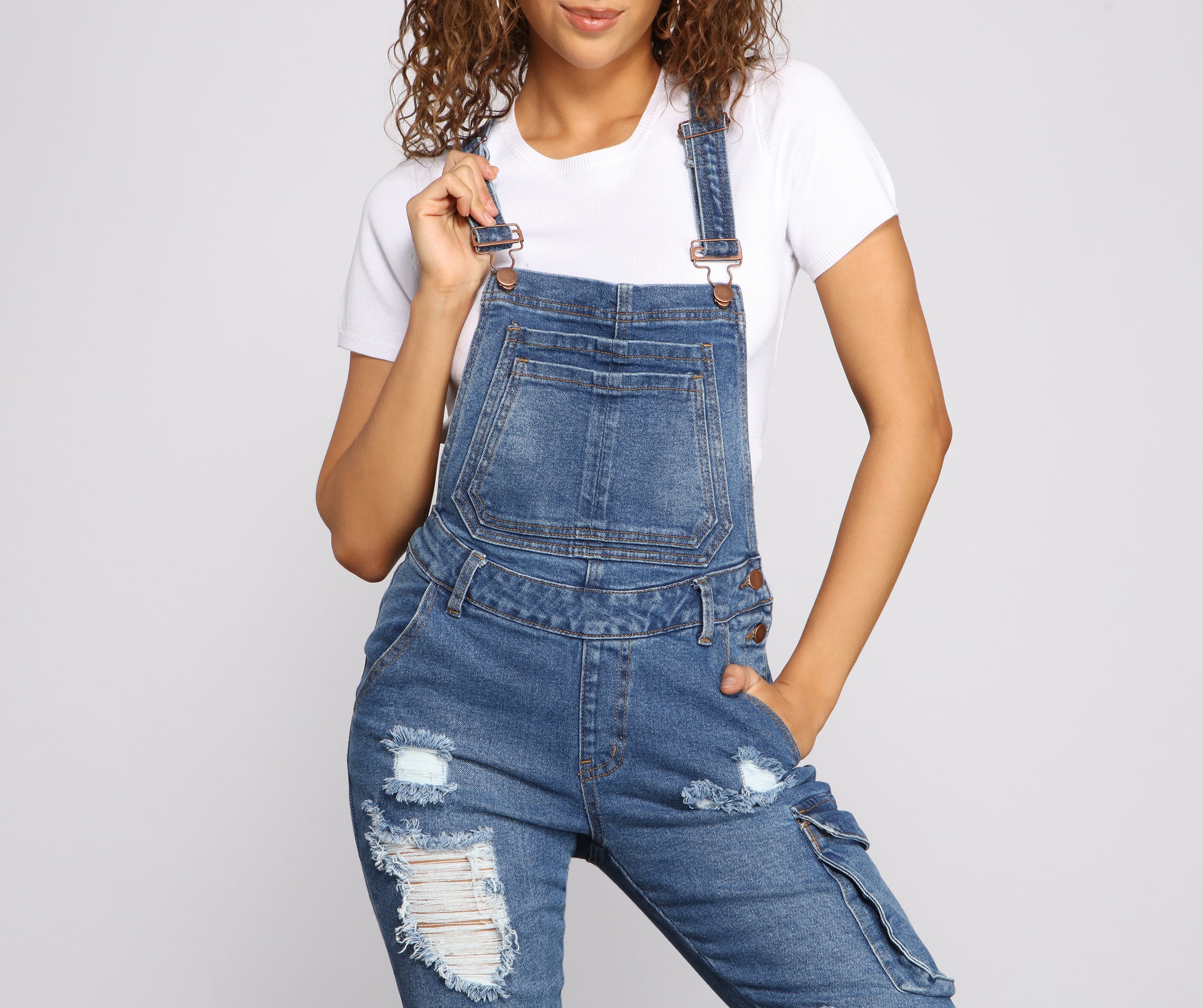 Stylish Edge Destructed Overalls