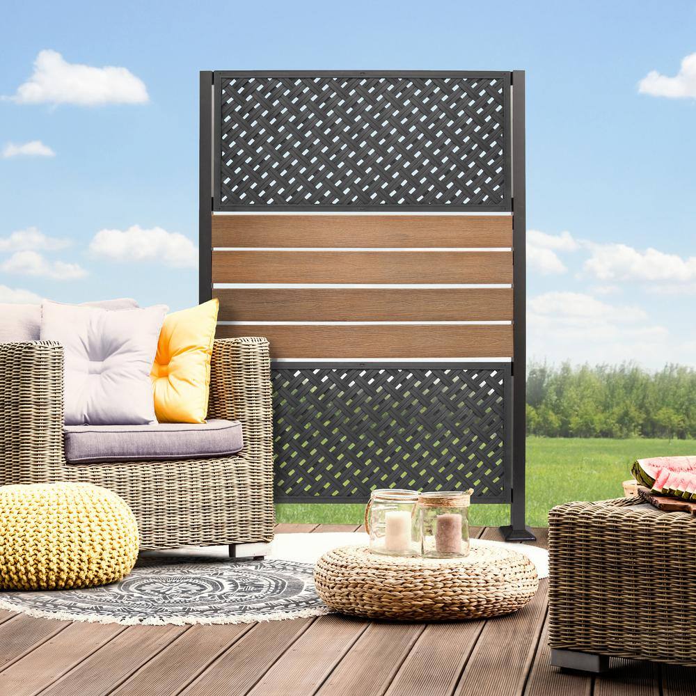 DISTINCT 24 in. x 48 in. Wesley Black Recycled Rubber Decorative Privacy Screen Panel MT5100631