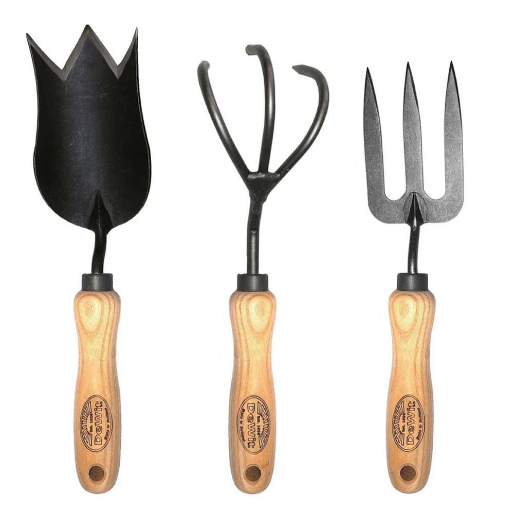 DeWit 3-Piece Garden Tool Set for Mom 11 in. L Tulip Towel11.5 in. L 3-Tine Cultivator 10.8 in. L Hand Fork 31-3349
