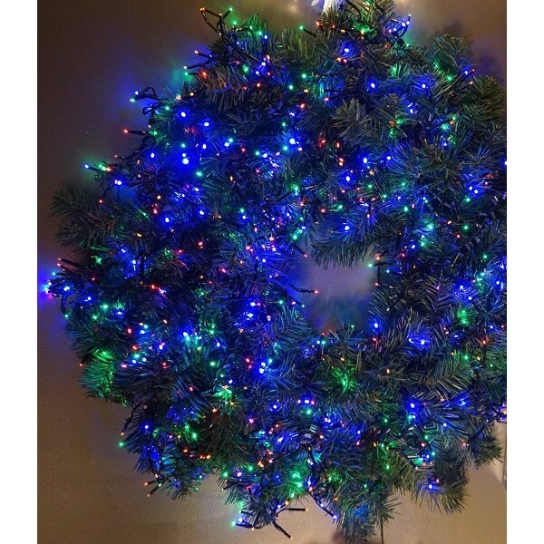 LED Twinkle Cluster Lights 12.4Ft Multi w/ Green Strand Connect End to End