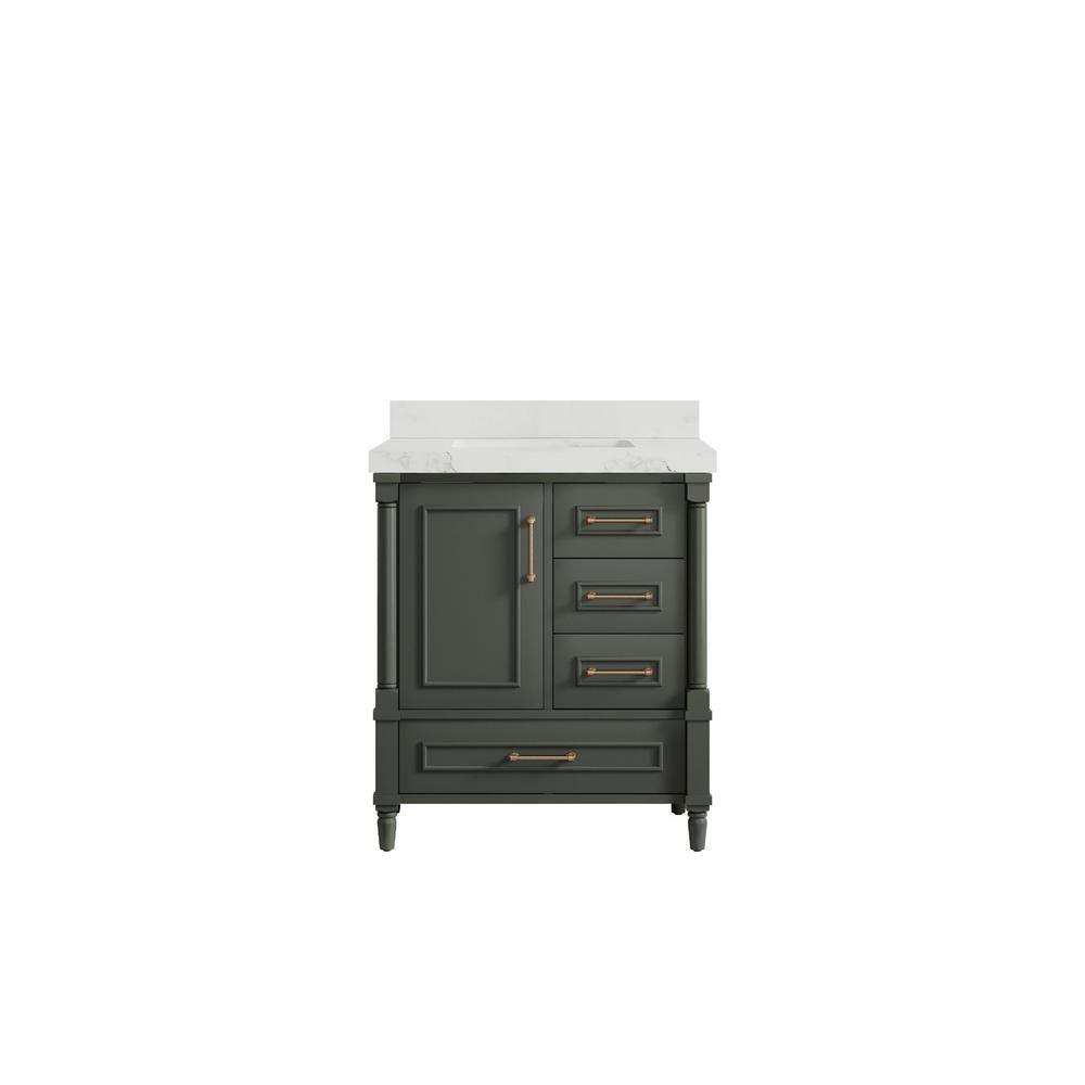 Willow Collections Hudson 30 in. W x 22 in. D x 36 in. H Bath Vanity in Pewter Green with 2 in. Calacatta Nuvo Top HDSN_PGN_CA_NV_30