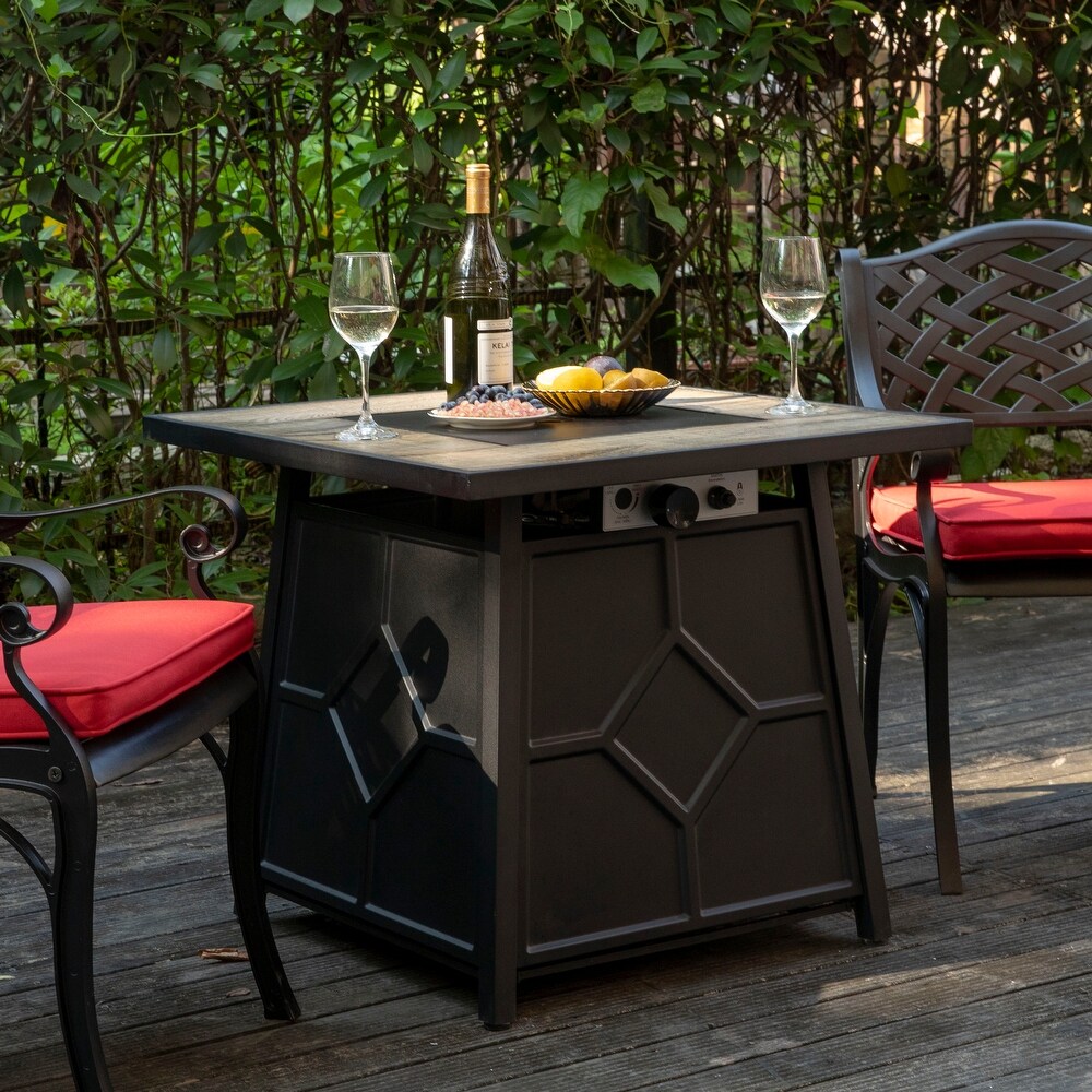 NUU GARDEN MGO Tabletop Square Fire Pit Table with Cover