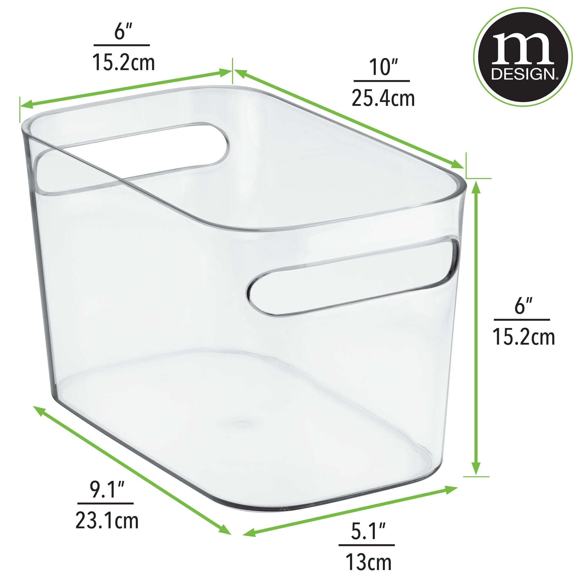 mDesign Deep Plastic Bathroom Vanity Storage Bin with Handles - Organizer for Hand Soap， Body Wash， Shampoo， Lotion， Conditioner， Hand Towel， Hair Brush， Mouthwash - 10