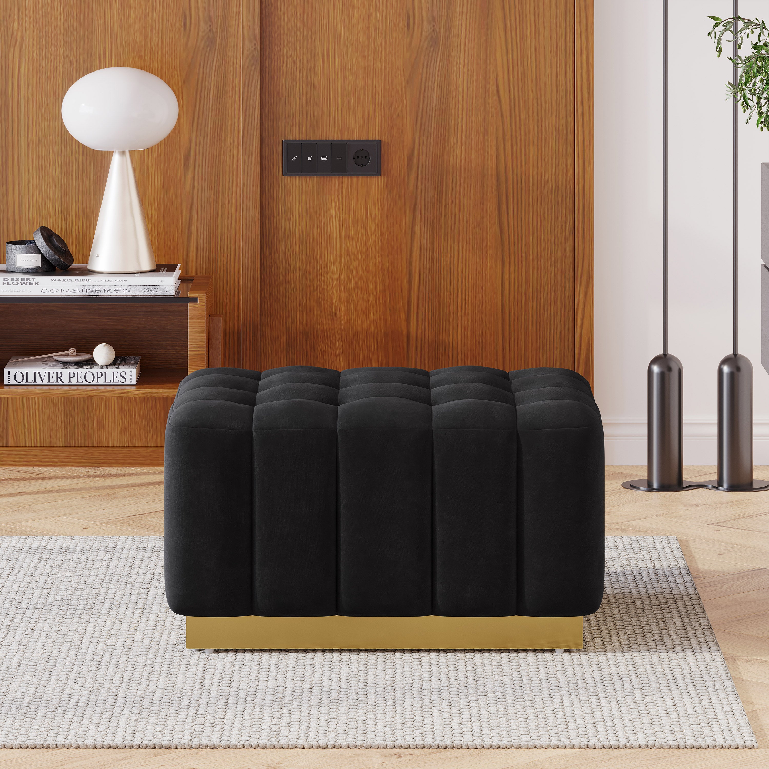 Fairfax Modern Glam Velvet Tufted Ottoman