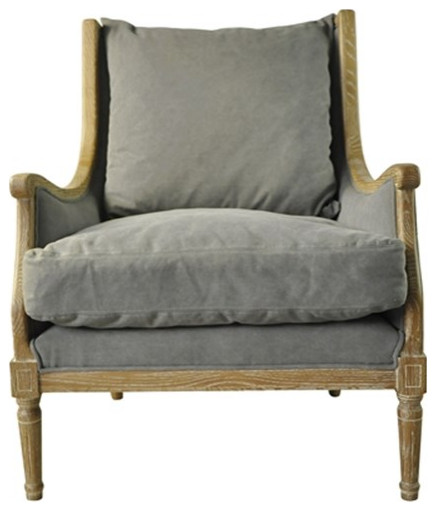 American Home Classic Warren Chair in Frost Gray Linen (Seat Height is 19 quot)   French Country   Armchairs And Accent Chairs   by Homesquare  Houzz