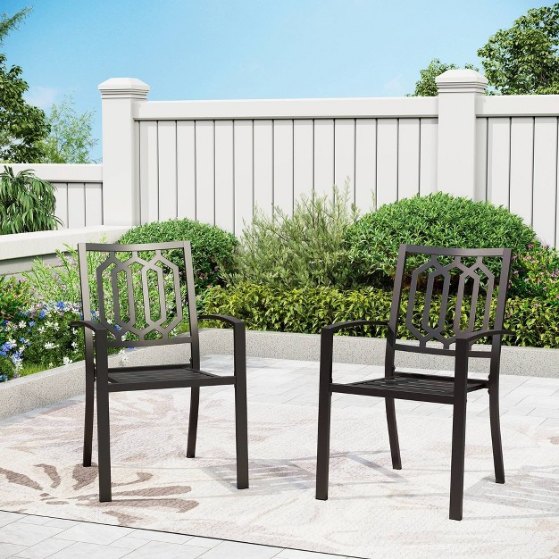 2pc Patio Stackable Metal Deck Chairs Captiva Designs