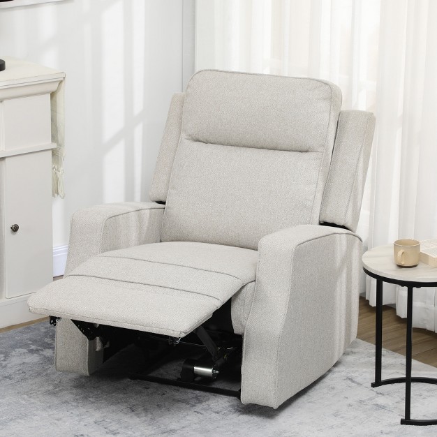 Homcom Electric Power Recliner Armchair With Usb Charging Station Sofa Recliner With Linen Upholstered Seat And Footrest Cream White