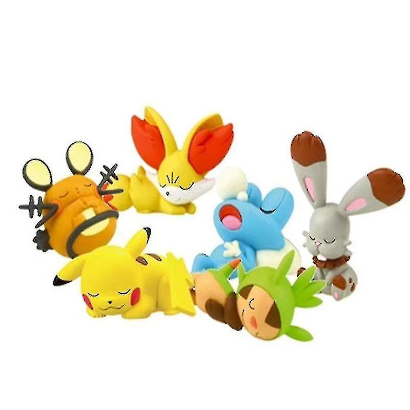 Set Of 5/6 Mini Pokmon Model Sleeping Japanese Game Cartoon Anime Figu