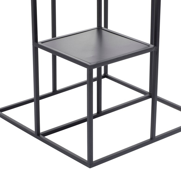 Wide Planter Stand Modern Iron Black Olivia amp May