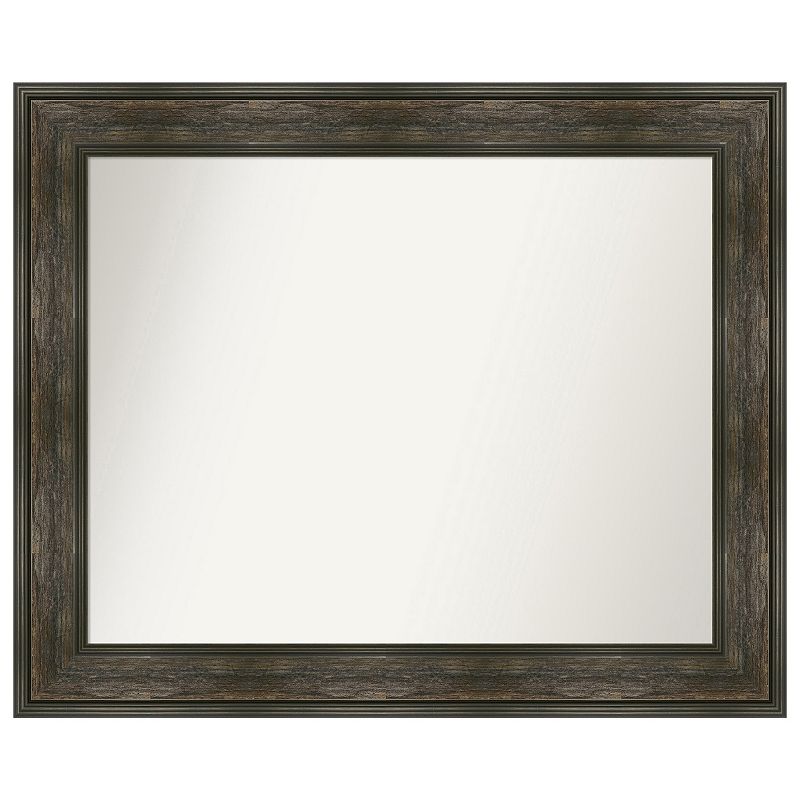 Rail Rustic Char Non-beveled Bathroom Wall Mirror