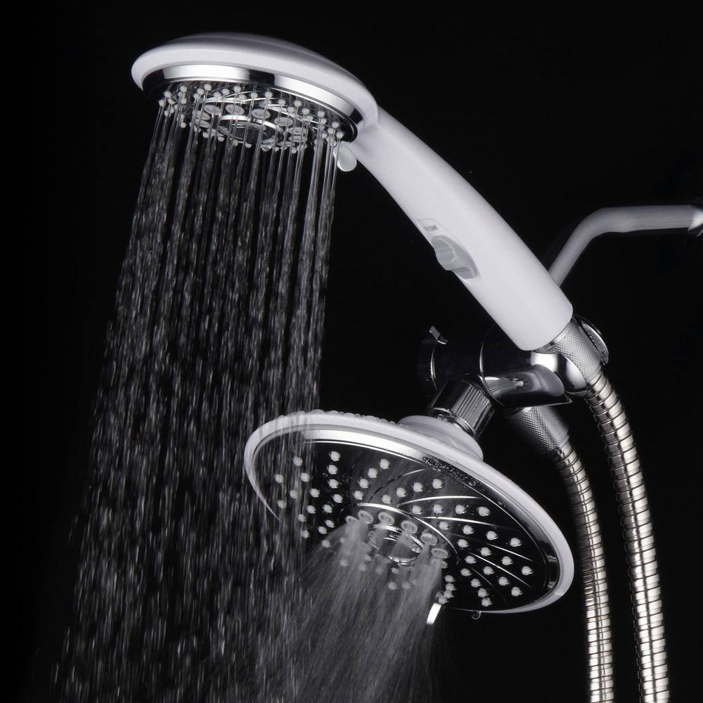 Hotel Spa 30-spray 6 in. Dual Shower Head and Handheld Shower Head with Waterfall in Chrome 21830