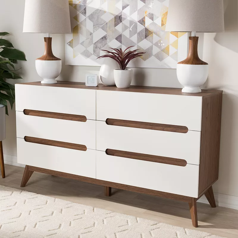 Baxton Studio Calypso Mid-Century 6-Drawer Dresser