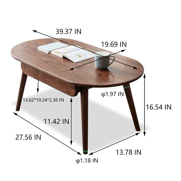 Table with Drawers Solid Wood Top Board Desk Coffee Table