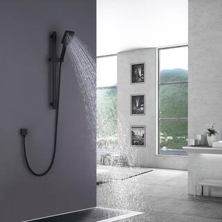 Hlihome 3-Spray Multifunction Slide Bar with Hand Shower in Matte Black RBDK-0890-MB