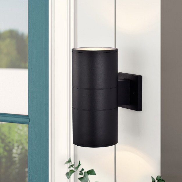 C Cattleya 2 light Matte Black Cylinder Outdoor Wall Light