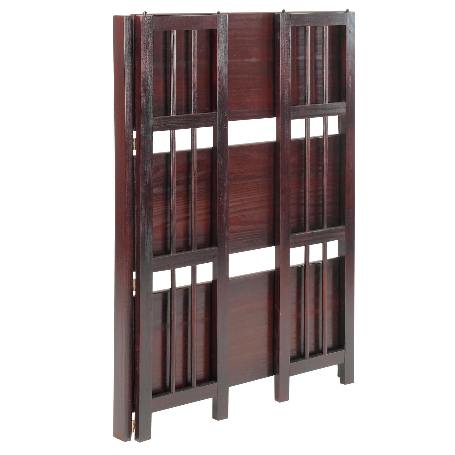 3Shelf Folding Stackable Bookcase 275  Wide 8211 Espresso  Crowdfused