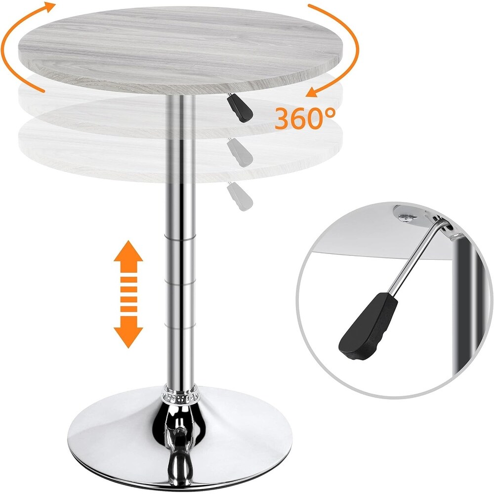 Height Adjustable Round Pub Table with 360 Swivel and MDF Tabletop