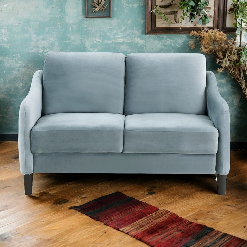 2 Seat Sofa Soft Loveseat for Living Room  Grey Velvet