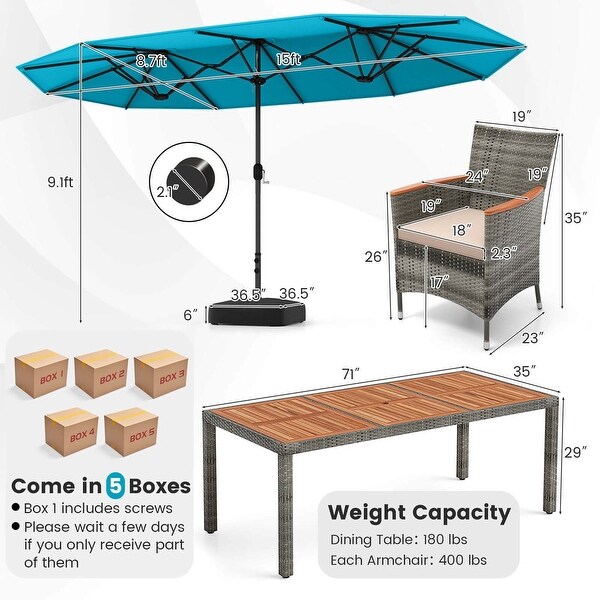 Costway 10 Pieces Patio Wicker Dining Set with DoubleSided Patio