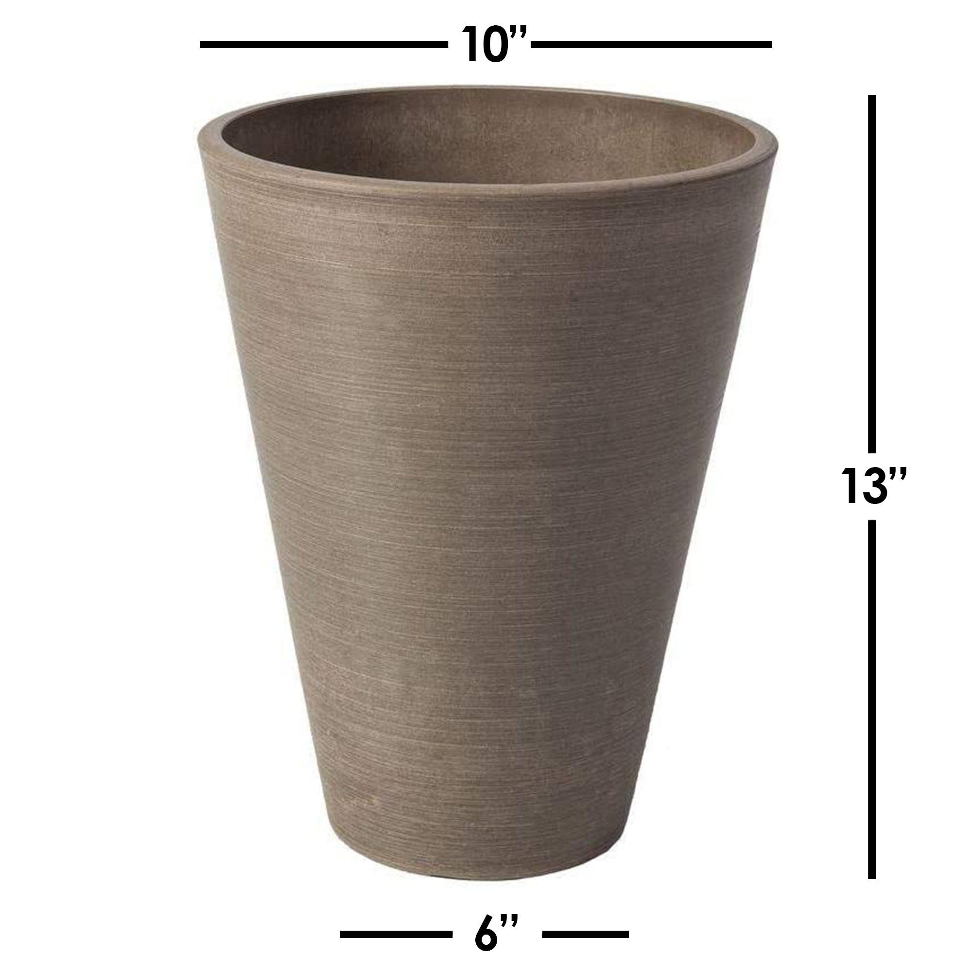 Algreen (#16825) Valencia Round Tapered Pot Planter,  Spun Taupe â 10â x 13â