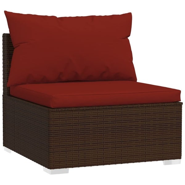 10 Piece Patio Lounge Set with Cushions Poly Rattan Brown - Overstock - 36365306