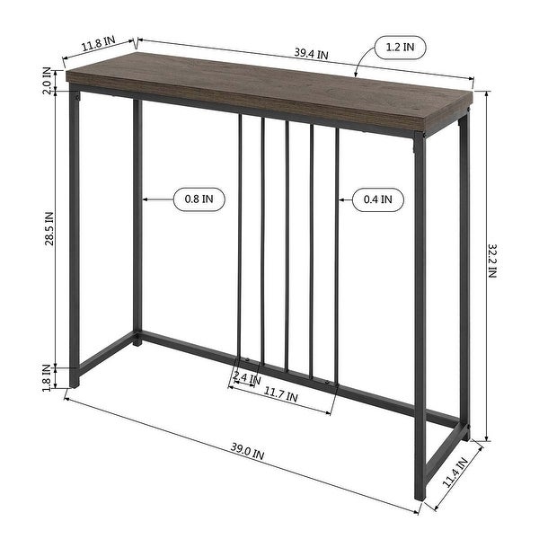 Homy Casa Brown Metal Wood Console Table