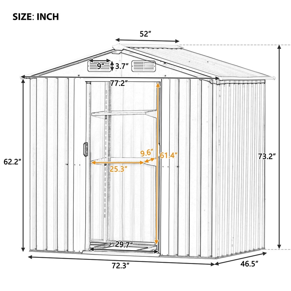 Metal Storage Shed with Adjustable Shelf and Vents