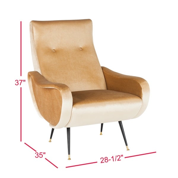 SAFAVIEH Mid-Century Modern Retro Elicia Velvet Camel Club Chair - 28.5 x 35 x 37