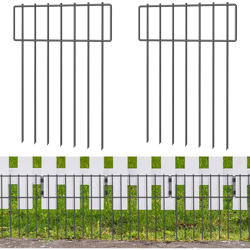 Oumilen (10-Pack) Barrier Fence Total 16.7 in. H x 10.8 ft. L Decorative Garden Fence Rustproof Metal Barrier Fence T Shaped LT-K237