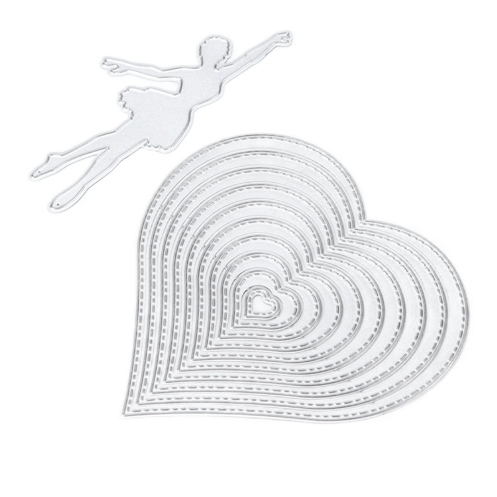 2pcs Cutting Die Ballet Girl Love Shape Carbon Steel Metal Durable Easy Use Cutting Mold For Paper Handicraft Carving