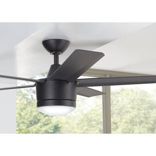 Home Decorators Collection Merwry 52 in. Integrated LED Indoor Matte Black Ceiling Fan with Light Kit and Remote Control SW1422MBK