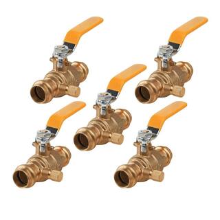 The Plumber's Choice 12 in. Press Brass Ball Valve with Drain (Pack of 5) VLV532012D-5